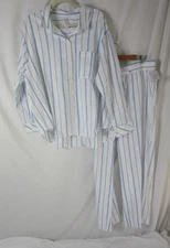Auden Pajama Set 2 Piece Blue White Striped Long Sleeve & Pants Size XXL NWT