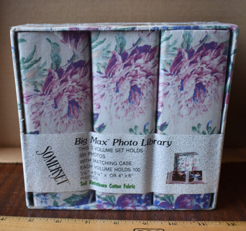 Vintage Somerset Big Max Floral Cloth Covered Photo Albums Set of 3 New In Box