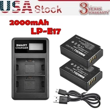2X LP-E17 Battery + LCD Dual Charger For Canon EOS M3 M5 77D 750D Rebel T6i T8I