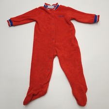 Vintage Oshkosh Pajamas Boys Size 19-27 Lbs Infant One Piece Red Terry Cloth