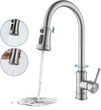 Brushed 304 Stainless Steel Pull Out Mixer Kitchen Tap - Multi Spray Head - NEW