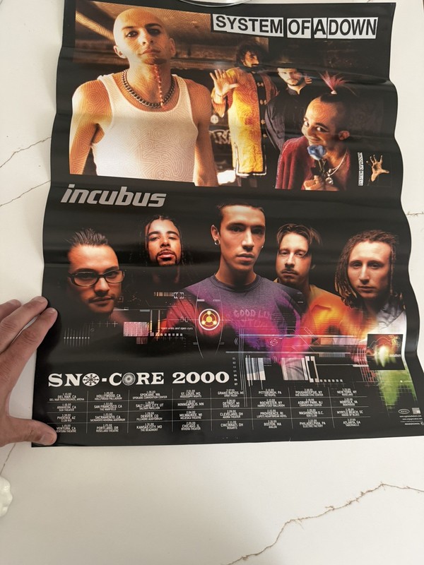 System of A down and  incubus Sno-Core 2000 tour poster. 