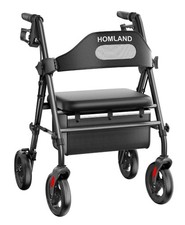Heavy Duty Rollator Walker For Seniors w/Wide Seat Backrest All-Terrain Wheels