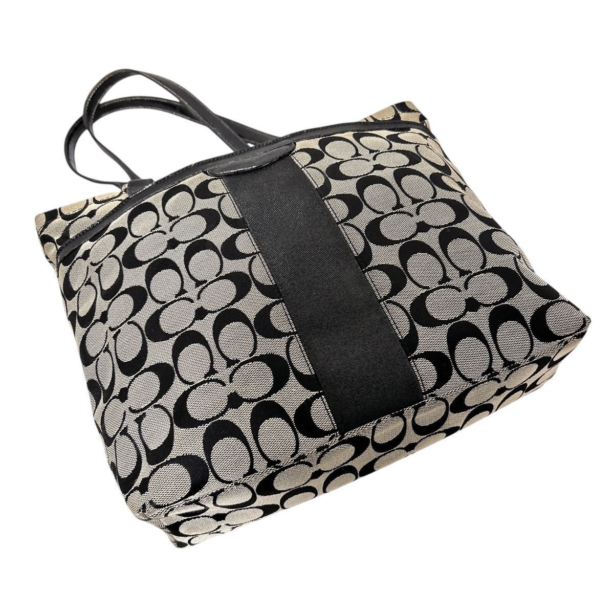 COACH Signature Tote Bag Handbag Leather Canvas Shoulder Brand Bag Black Everyda thumbnail 6