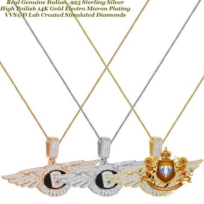 VVS1/D 1.50 Ctw. Sterling Silver Flying B Symbol Logo Charm Pendant +Free Chain