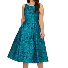 Adrianna Papell -  Floral Jacquard Tea Length Dress