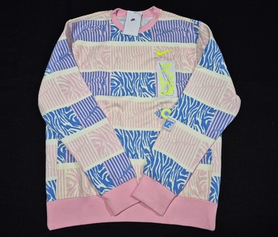 Nike rare Sportswear Club Fleece Trippy Safari Sweatshirt Pink FN1469-113
