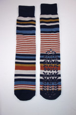 TOTES Adult Multi-Color Stripe Slip Resistant Slipper Socks NWOT