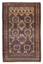 Vintage 3'1" x 4'10" Geometric Hand-Knotted Carpet Traditional Wool Area Rug
