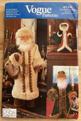 Vogue 8126 Father Christmas Dolls Sewing Pattern W/ Transfers Uncut FF