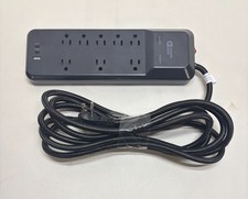 Commercial Electric 8-Outlet Surge Protector 12ft  Braided Cord w/ USB  USB-C
