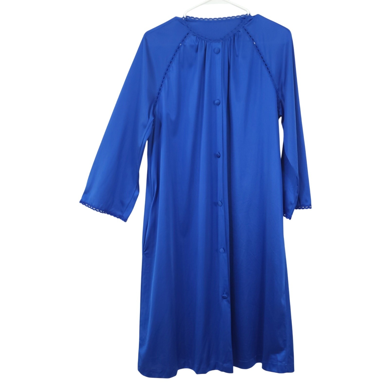 Vintage Vanity Fair Robe Womens S / M Blue Pocket Made in USA Knee Length