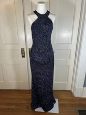 Y2K Morgan And Co Glitter Backless Prom Formal Dress Juniors Size 9 Purple NWT