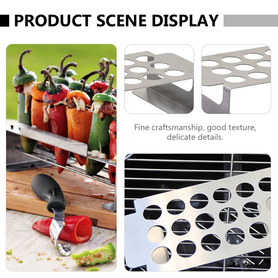 Stainless Steel Oven Grill Rack Chicken Roaster BBQ Pepper Chili | eBay ...