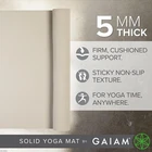 Gaiam Yoga Mat Premium Solid Thick Non Slip Exercise Fitness 5mm 24x68 Ivory