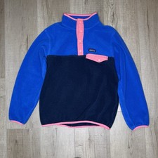 Vtg 90s Patagonia Synchilla Fleece T Snap Pullover Kids Large Sz 12 - Blue Pink