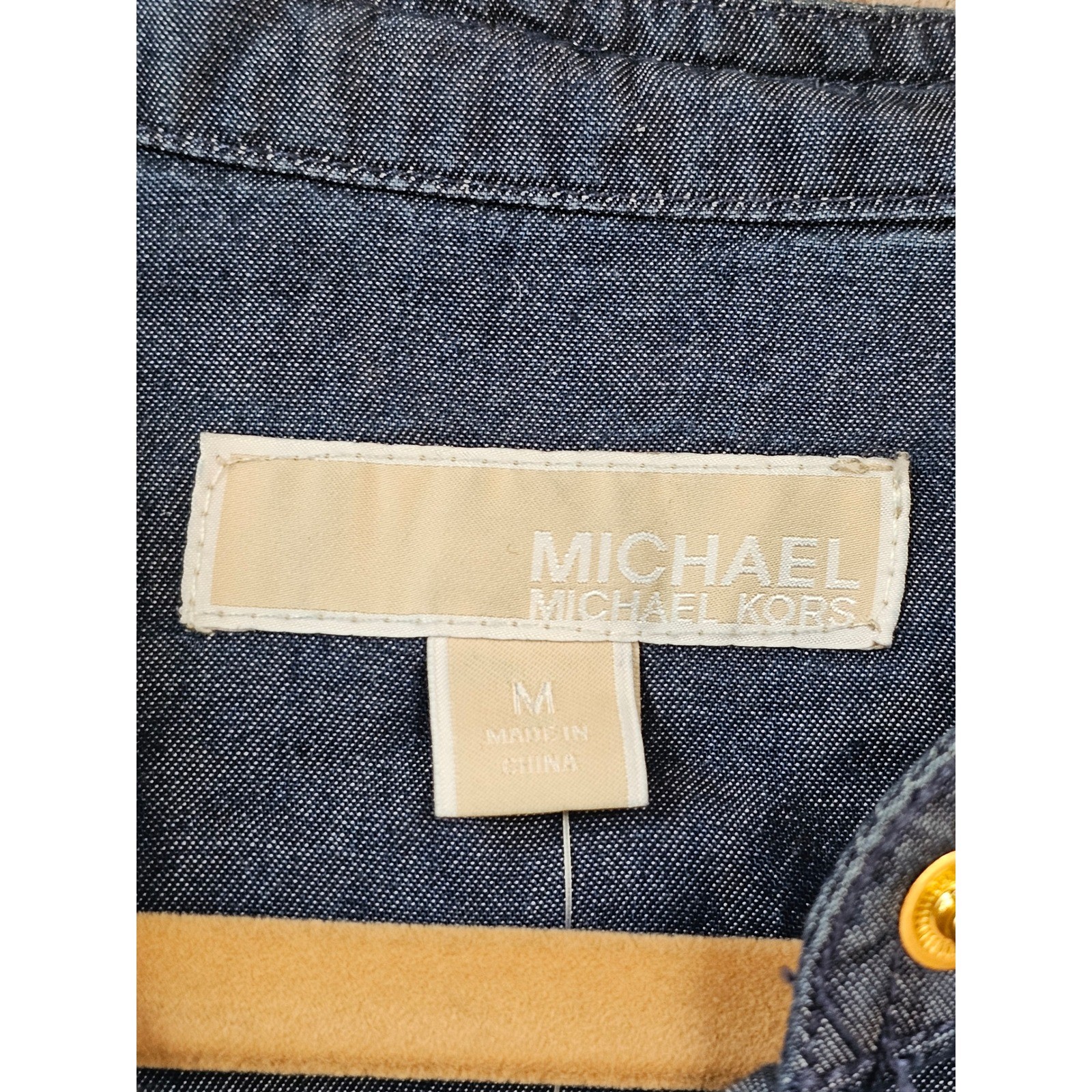 MICHAEL Michael Kors Chambray Denim Utility Romper Jumpsuit Button Up Drawstring thumbnail 5