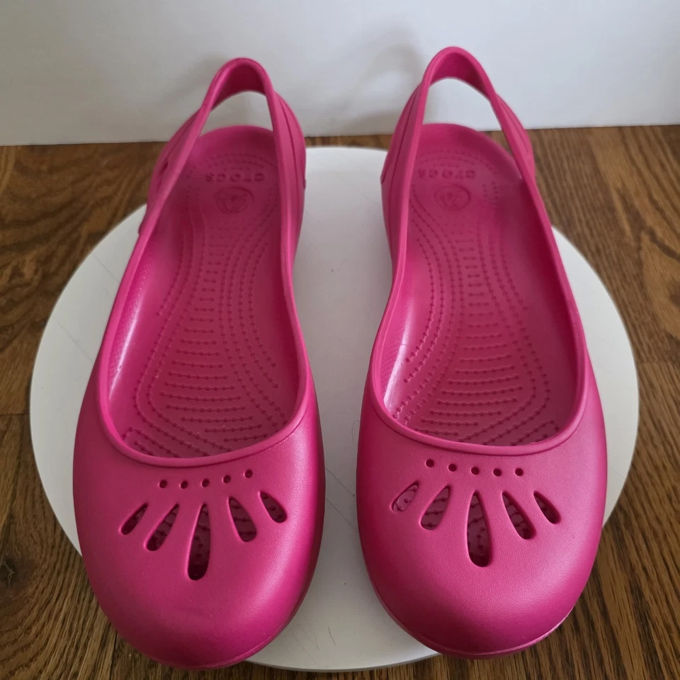 Crocs Thea Slingback Ballet Flats Womens 11 Hot Pink Sandal Comfort Shoes - Image 4 of 4