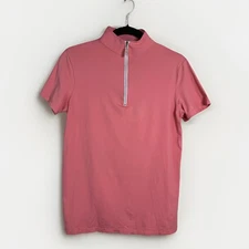 THE TAILORED SPORTSMAN 1/4 ZIP PINK SHORT SLEEVE ICEFIL RIDING TOP SZ LARGE