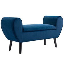 HOMCOM Panca Contenitore Imbottita in Tessuto Vellutato 118x42x66cm Blu