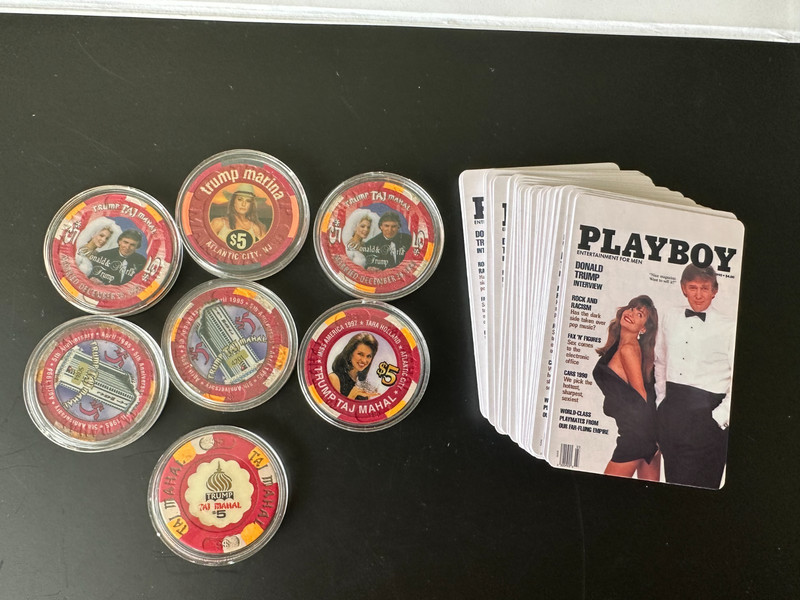DONALD TRUMP WIFE'S CASINO CHIPS! LOT OF 7 NJ CASINOS $5 CHIPS MELANIA & MARLA!