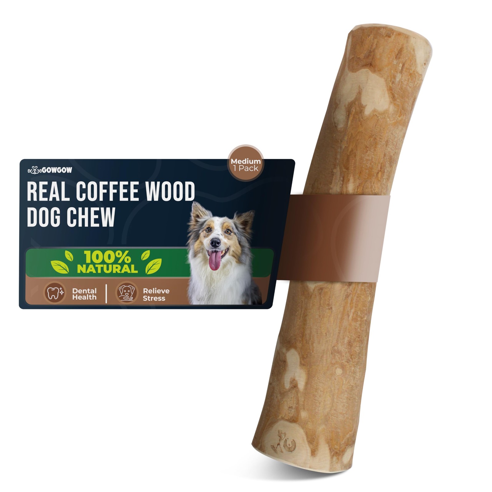 Organic Coffee Wood Dog Chew Stick - 100% Natural 8.7+ Inch Toy for Teething Puppies