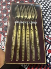 NOS (6) Vintage Hardanger Tinn Swedish Norwegian Viking Pewter Dinner Forks Set