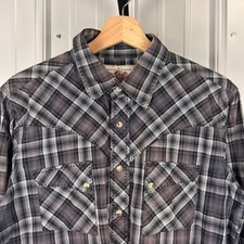 Wrangler American Cowboys Medium 100 Cotton Plaid Western Button Up