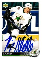 KIP MILLER #247 Signed 1992 Upper Deck STARS NHL Hockey Card AUTO