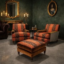 Fauteuils et Poufs Anciens Velours Tissu Italie XXe Siècle Originaux