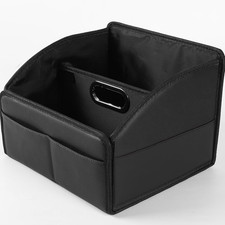 Car Storage Organizer, Leather Front  Back Seat Caddy Black