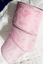 Spring Pastel Pink Raised Swirl 2.5" by 2 yards Polypropylene Wired Ribbon