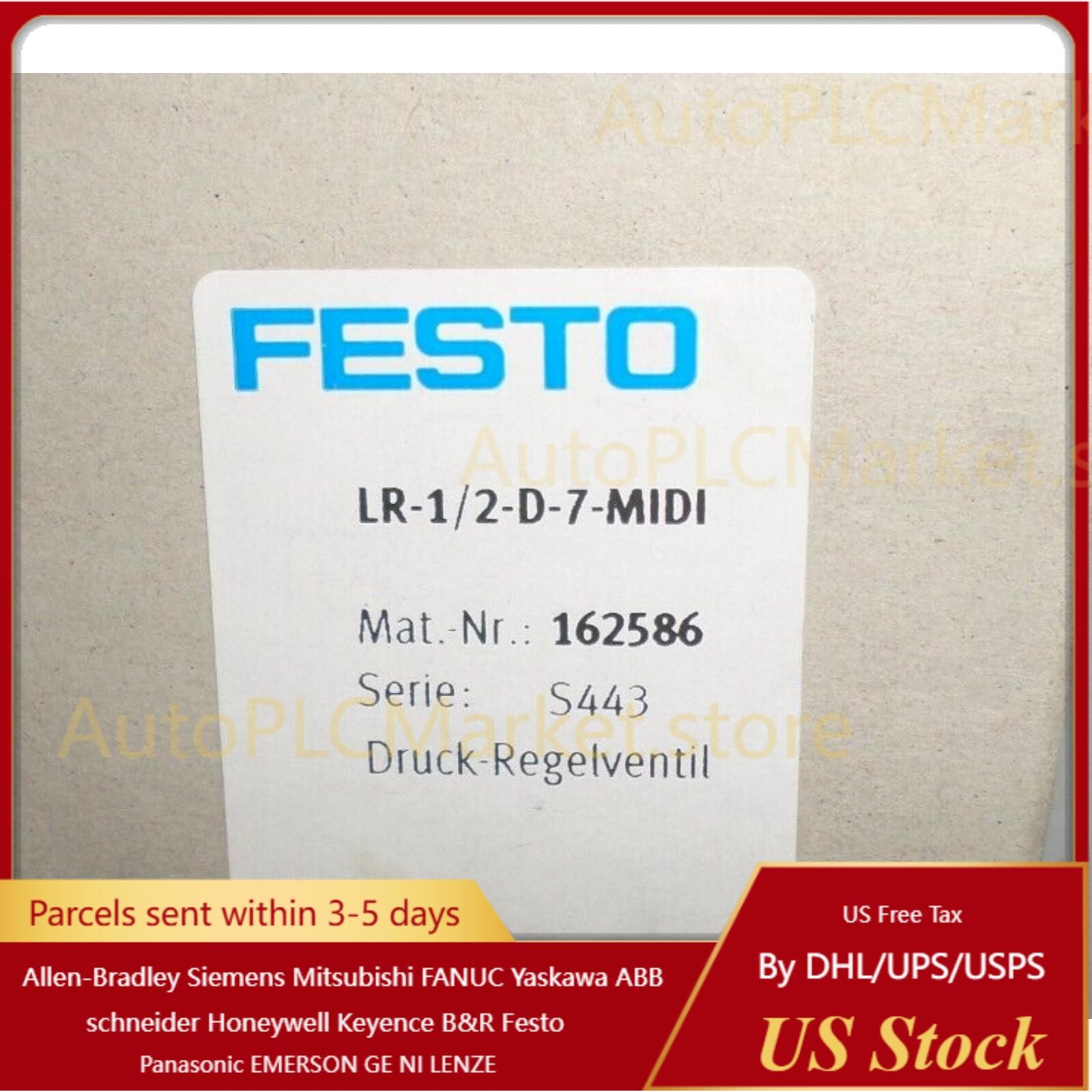 US FREE TAX New FESTO LR-1/2-D-7-MIDI 162586 Pressure Regulator