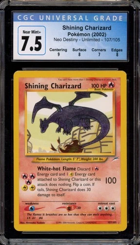Pokemon Shining Charizard Neo Destiny Unlimited Holo Secret Rare #107 CGC 7.5