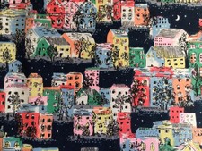 Cath Kidston Townhouses tessuto blu notte cotone anatra nuovo taglie assortite