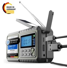 Kurbel- & Solar-Notfallradio mit 5000 mAh, AM/FM/SW, USB & Lampe