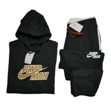 Nike Air Jordan 2 PC Men's Sweatsuit Size 2XL Black/Yellow Hoodie Joggers NWT