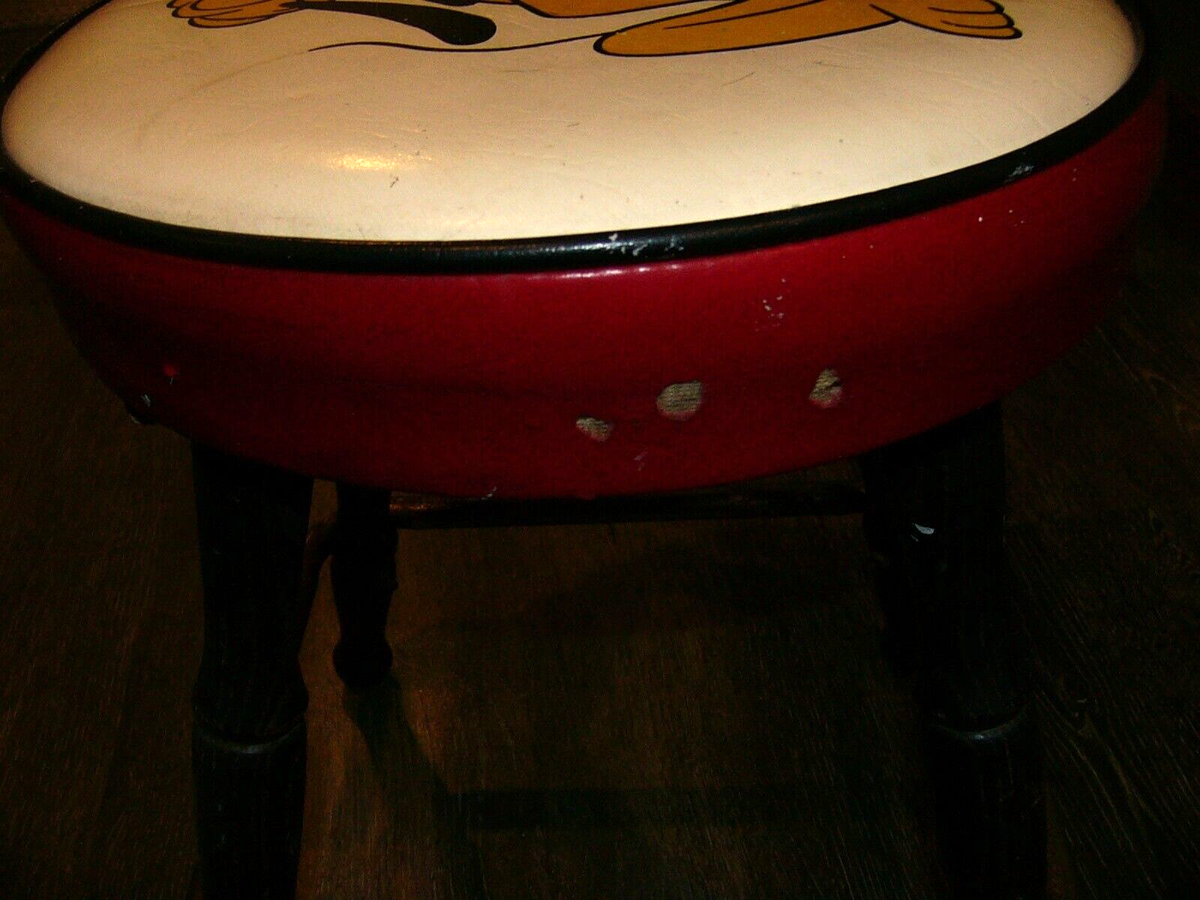 Vintage Walt Disney Pluto Children's Stool Vinyl Seat & Wood