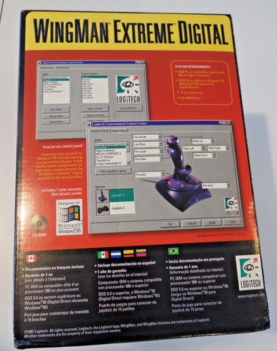 Logitech Wingman Extreme Digital Flight Simulator Joystick 15-pin game port NOS - Picture 8 of 10