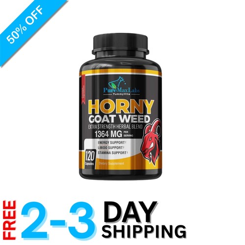 Extra Strength Horny Goat Weed Blend with Maca & Ginseng - 120 Non-GMO Capsules