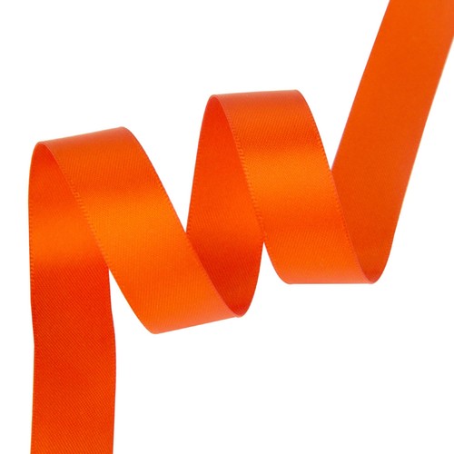 Autumn Orange Satin Ribbon 5/8 Inch 25 Yards Double Face Polyester Fabric - Picture 6 of 8