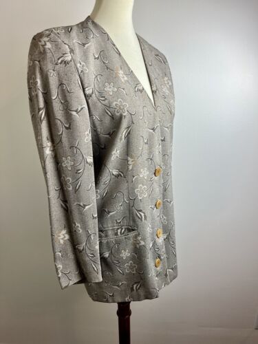 VINTAGE GIORGIO ARMANI LE COLLEZIONI Sz 6 Light Green Floral Print Blazer Jacket - Picture 4 of 9