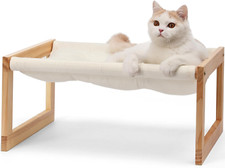 Cat Bed with Removable Cover, Plush Velvet Couch for Indoor Cats, Wooden Feline
