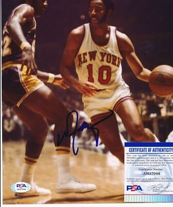 walt clyde frazier signed basketball