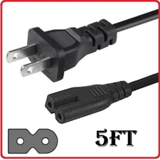 Polarized Power Cord, 2 Prong, Universal, 5Ft, Black