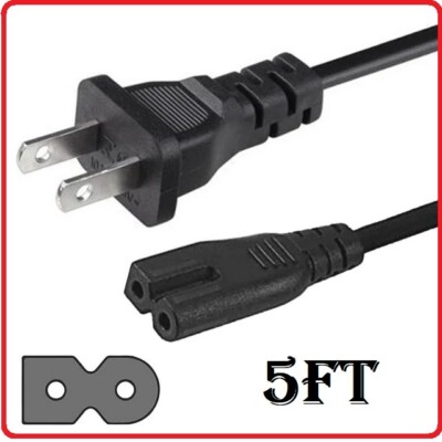 Polarized Power Cord, 2 Prong, Universal, 5Ft, Black