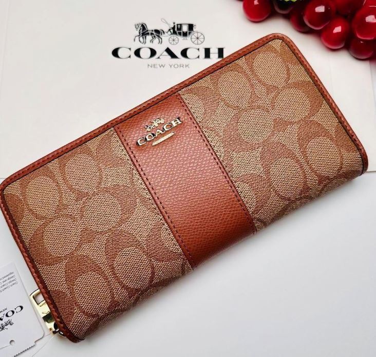 COACH Long Zip around Wallet Color Block Brass F1683 F/S New COACH Long Zip around Wallet Color Block Brass F1683 F/S New