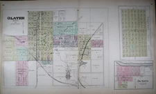 Original 1887 Plat Map ~ OLATHE, KANSAS ~ SPRING HILL - ALTAMONT on Reverse