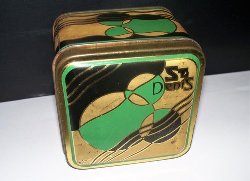 ANTIQUE 1920s ART DECO ST DENIS FRENCH PERFUME POWDER TIN BOX VANITY HOME DECOR - Picture 12 of 15