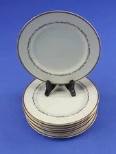 8 Piece Sango China Diadem Japan 3641 6.5 Inch Bread & Butter Plates White Gold